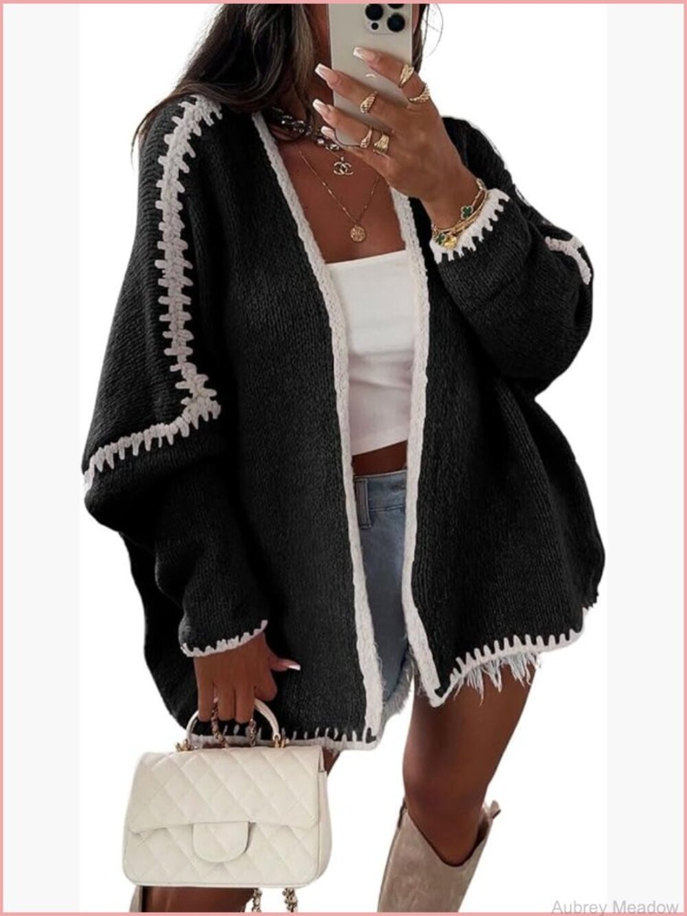 Open Front Chunky Knit Cardigan Sweater Coatigan Loose Fit Long Sleeve